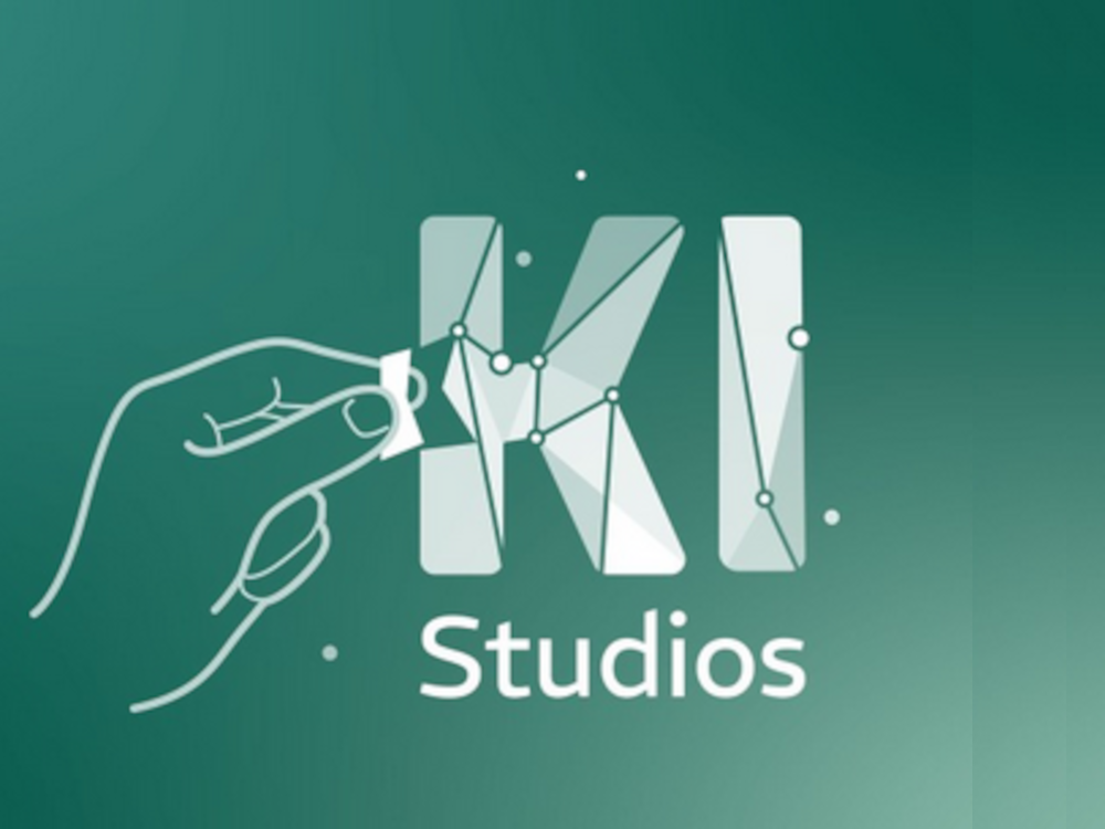 Logo KI Studios und Zeichnung Hand