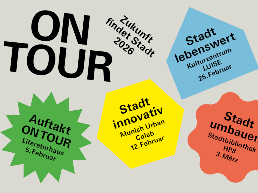Plakat mit Daten und Veranstaltungsorten in grafischen Formen