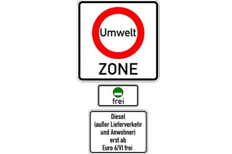 Umweltzone, Grüne Plakette, „Diesel (außer Lieferverkehr und Anwohner) erst ab Euro 6/VI frei“