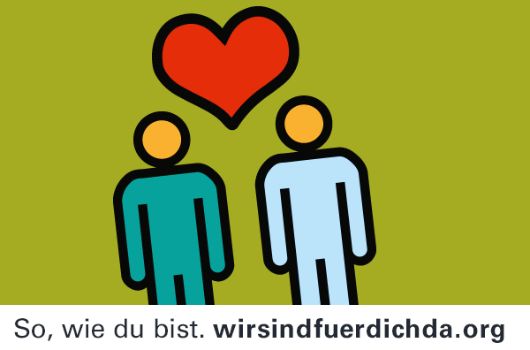 Postkartenmotiv "schwul" - der Kampagne "Wir sind für Dich da!"