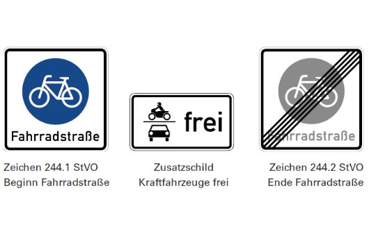 Schilder für Fahrradstraßen