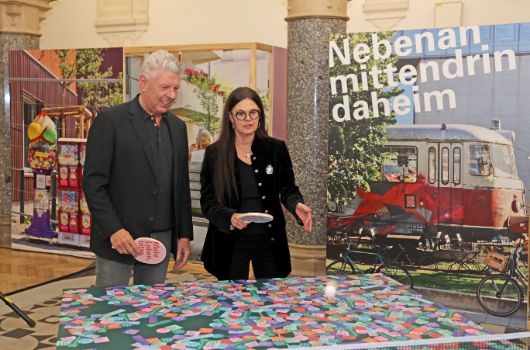 OB Reiter und Stadtbaurätin Merk bei der Eröffnung Jahresausstellung 2024