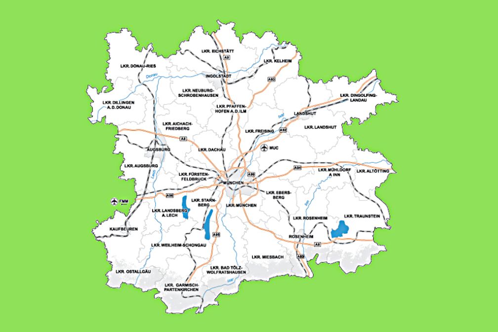 Europäische Metropolregion München Karte