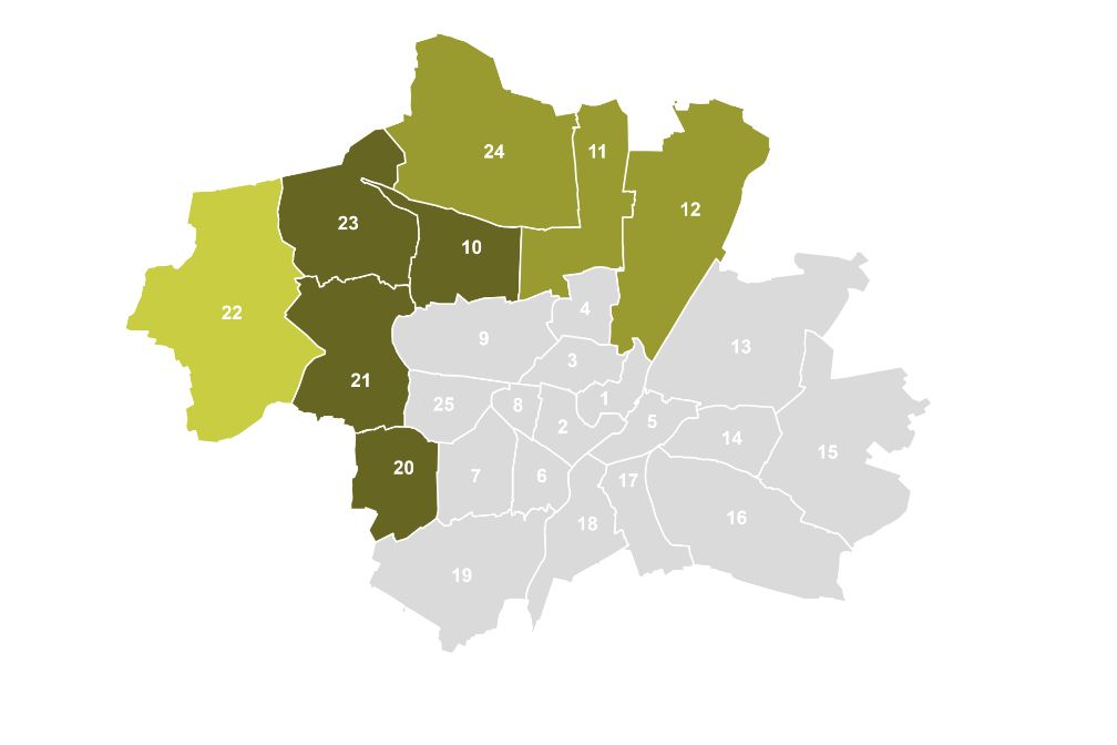 Karte Planungsbezirk West