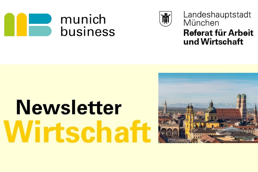 Banner für den monatlichen Newsletter Wirtschaft der Wirtschaftsförderung München