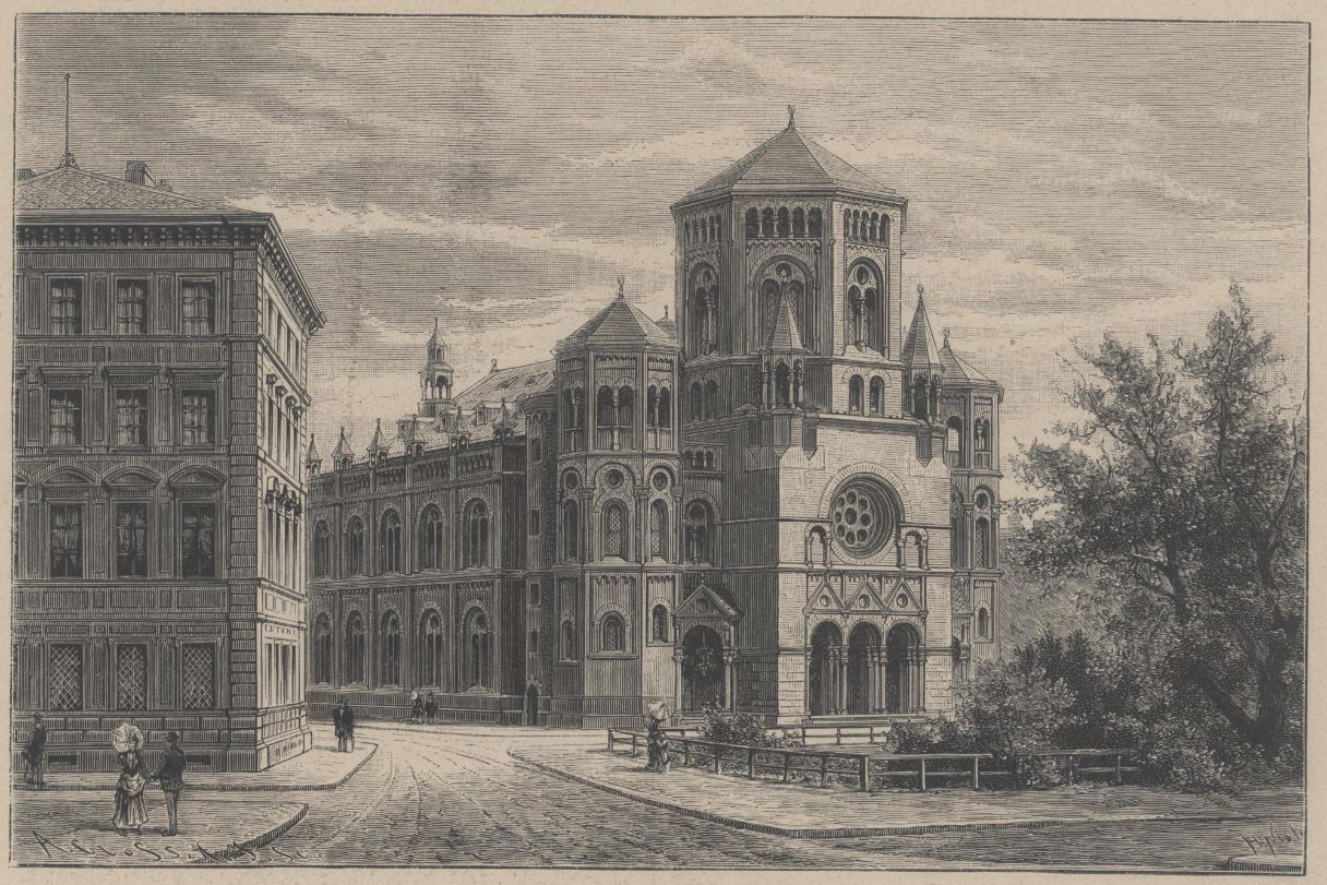  Die Synagoge in der Herzog-Max-Straße (nach einer Fotografie gezeichnet von H. Nisle), 1889