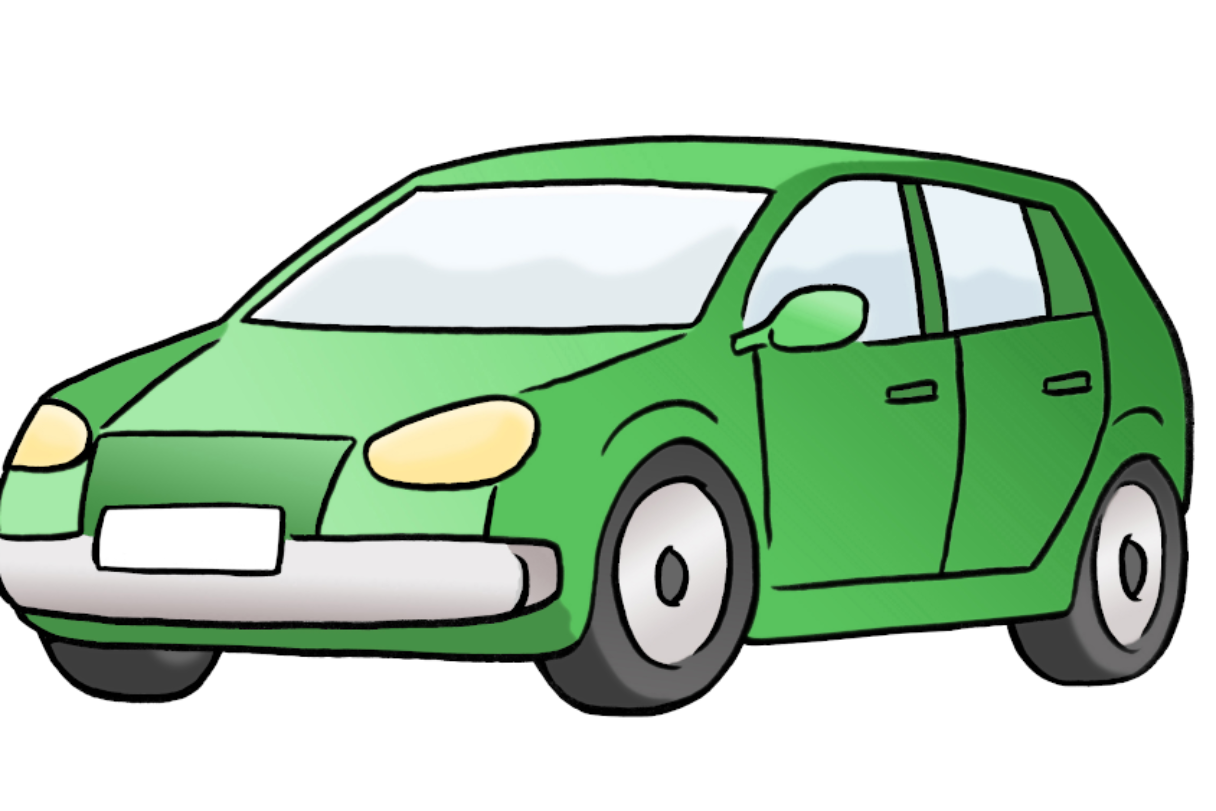 Comic. Das Bild zeigt ein grünes Auto.