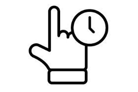 Icon eines Fingers mit einer kleinen Uhr.