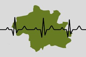 Illustration Stadtgebiet und EKG-Kurve