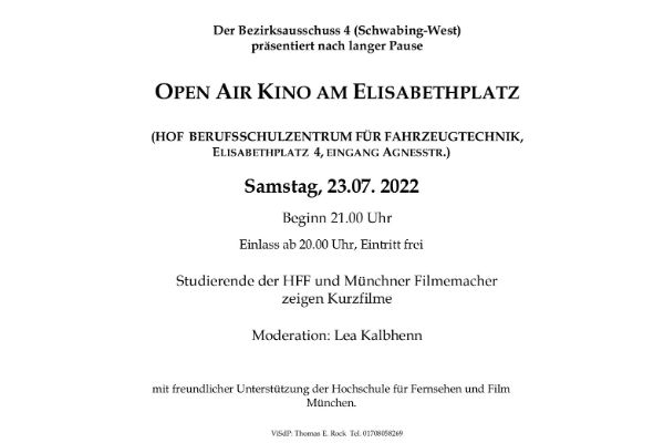 Open Air Kino am Elisabethplatz 2022