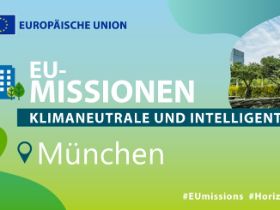 Label zur Mitgliedschaft von München in der EU-Mission „100 klimaneutrale und smarte Städte bis 2030“.