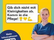 Werbung für qualifiziertes Pflegepersonal auf Münchner Tram