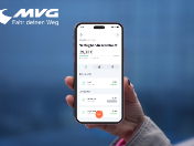 Handy-Screen mit Startseite für das Mobilitätsbudget der MVG