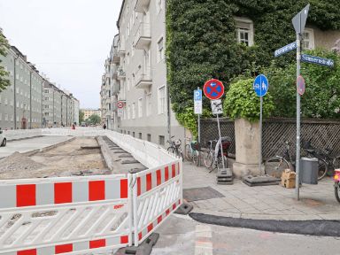 Baustelle Radweg Rhein-/Simmernstraße