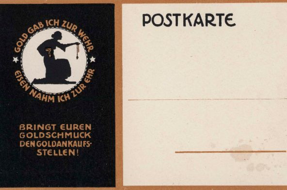 Spendenaufruf zur Abgabe von Goldschmuck, ca. 1917.