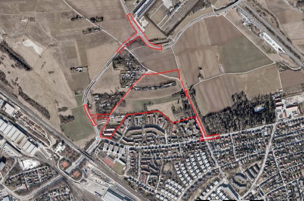 Luftbild Dreilingsweg mit Projektumgriff
