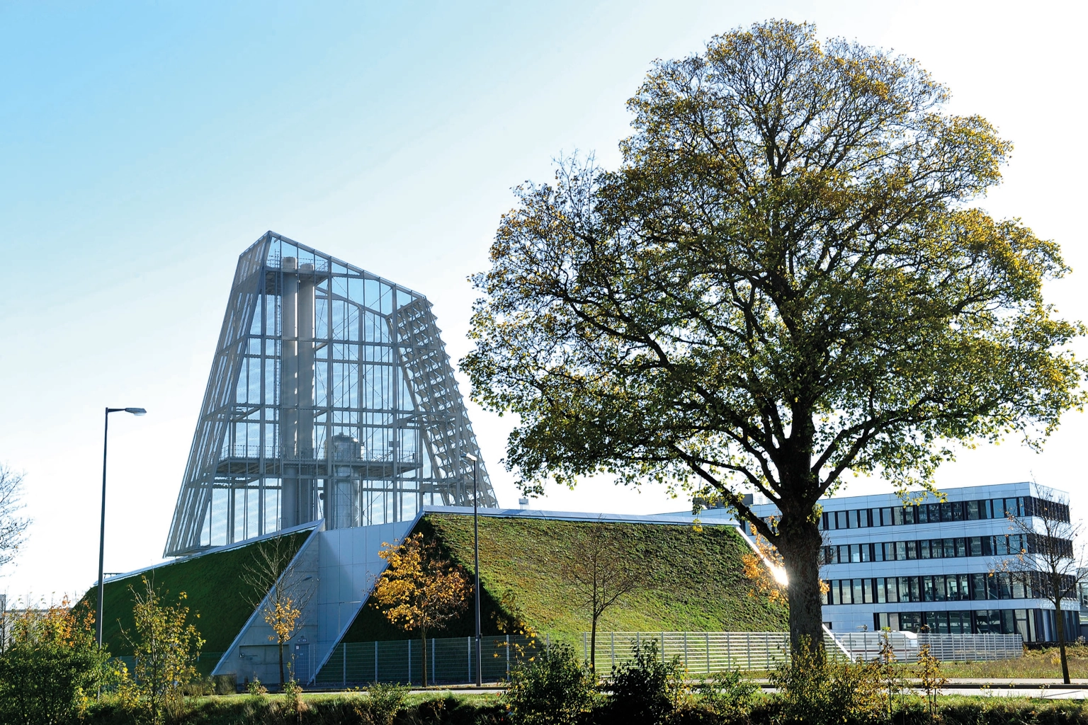 Blick auf das Heizwerk Freiham, Geothermie-Station