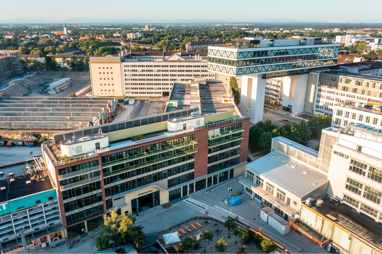 Gebäude im Werksviertel - WERK1.4 von oben